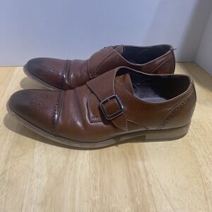 Men's Stacy Adams Monk Buckle Strap Shoes 21303-221 Size 10.5M Brown Memory Foam